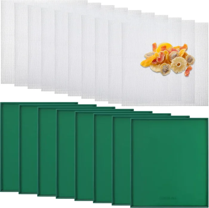 Thenshop 8 Pcs Silicone Dehydrator Sheets Trays with Edge and 10 Pcs M