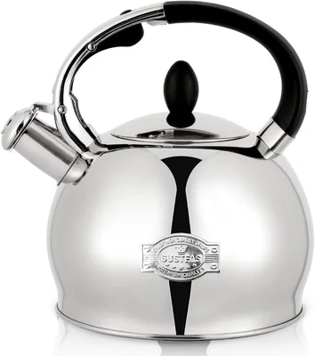 SUSTEAS Whistling Tea Kettle 2.7QT Food-Grade Steel Teapot SILVER for