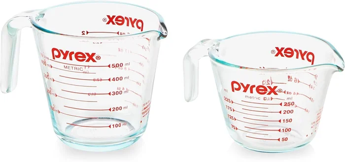 Pyrex Essentials 2-Pack Glass Measuring Cups Set 1 and 2 Cup for Kitch