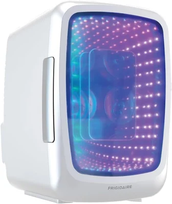Frigidaire White Gaming Light Up Mini Beverage Refrigerator 4L 6 Can w