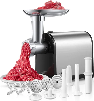 Electric Meat Grinder Sausage Stuffer with 3 Tubes 2 Blades 3 Plates 3