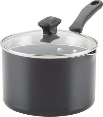 Farberware Cookstart DiamondMax Nonstick Straining Saucepan 3-Quart Bl