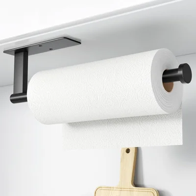 Matte Black Stainless Steel Under Cabinet Paper Towel Holder Wall Moun
