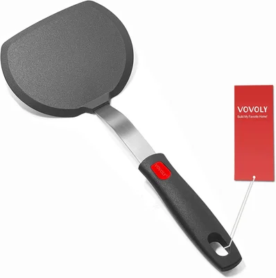 Vovoly Silicone Pancake Spatula Turner with Lengthened Handle and Larg