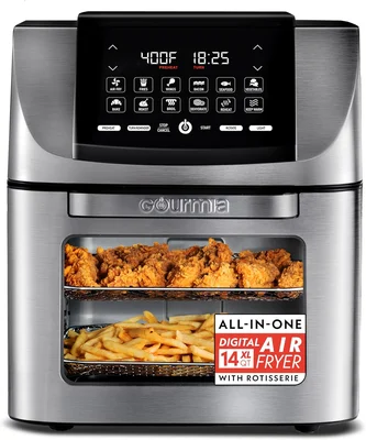 Gourmia 14 Qt Air Fryer Rotisserie Oven with Window, Stainless Steel f
