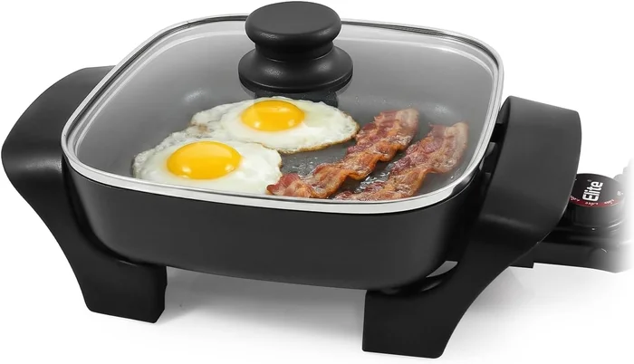 Elite Gourmet 2.5 Qt Compact 8x8 Inch 600W Nonstick Electric Skillet f