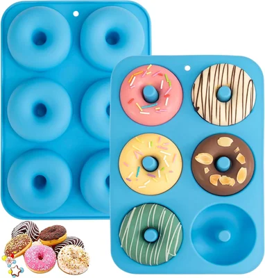 Aichoof Non-Stick Silicone Donut Pan Set of 2 BPA-Free Easy Release Bl