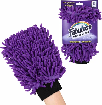 Fabuloso Microfiber Cleaning Mitt Glove Purple for Dust and Dirt Remov