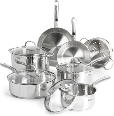 T-fal 11-Piece Stainless Steel Pots and Pans Set, Induction Oven Broil