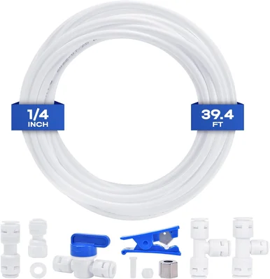 CNAODUN Ice Maker Water Line Kit with 1/4 OD 39.4ft Water Line and Rev