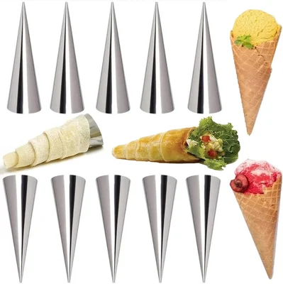 10 Pack Large Cream Horn Forms 5-inch Non-stick Horns Pastry Mould Cro