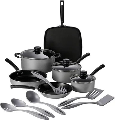 Tramontina Primaware 15-Piece Non Stick Pots and Pans Set Silver Color