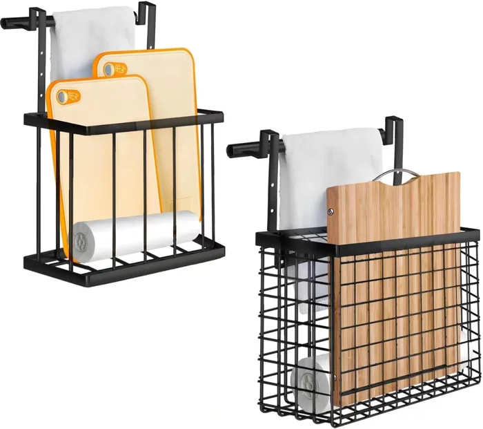 2 Pack Cabinet Door Organizer with Towel Bar Over The Cabinet Door Sto