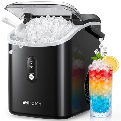 EUHOMY Nugget Ice Maker Countertop Ready in 6 Mins 34lbs Per Day with 