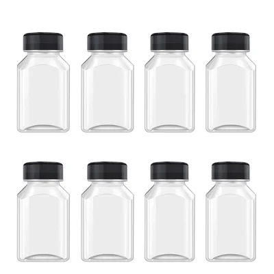 XYSMZM 8 Pcs 4 Oz Juice Bottles Plastic Ginger Shot Bottles with Black