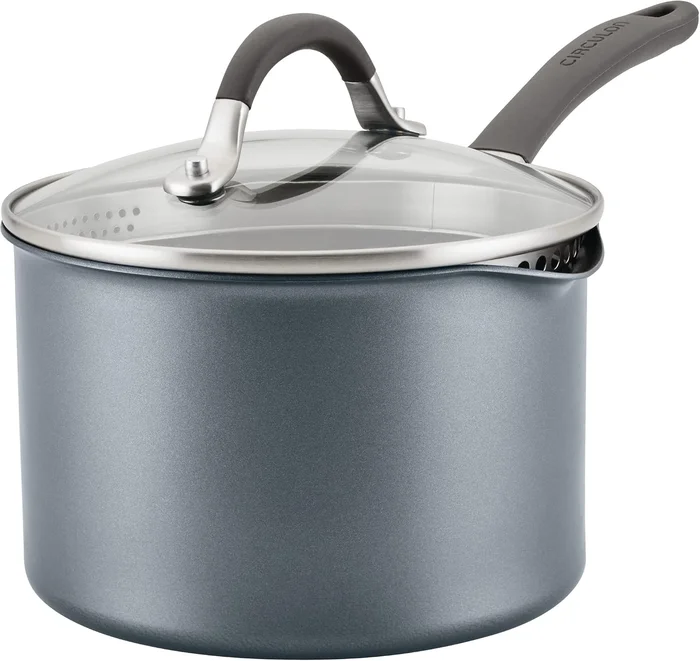 Circulon A1 Series Nonstick Straining Sauce Pan with Lid 3-Quart Graph