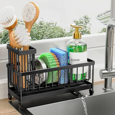 Cisily Sponge Holder for Kitchen Sink with Brush Holder and Organizer
