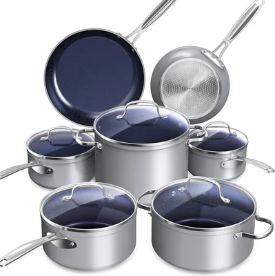 Nuwave Healthy Duralon Blue Ceramic Nonstick Cookware Set PFAS Free