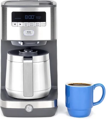 GE 10-Cup Programmable Drip Coffee Maker with Thermal Carafe and Easy 