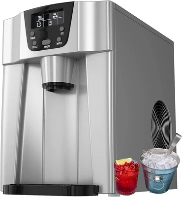VIDECOR 2-in-1 Countertop Ice Cube Maker with Water Dispenser LED Disp