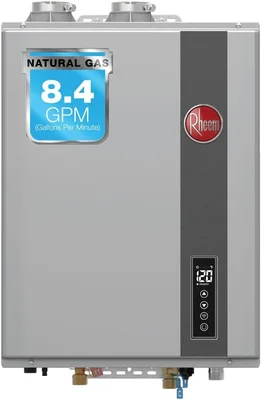 Rheem RTGH 8.4 GPM Natural Gas Tankless Water Heater Indoor Condensing