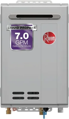 Rheem RTG 7.0 GPM Liquid Propane Tankless Water Heater Outdoor Non-Con