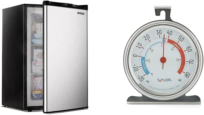 EUHOMY 3.0 Cubic Feet Upright Freezer with Reversible Stainless Steel