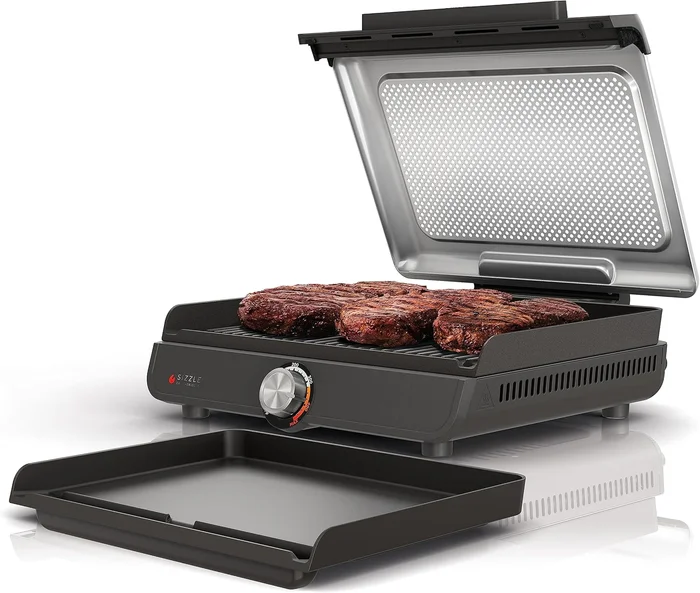 Ninja Sizzle Indoor Grill and Griddle 14 Inch 500°F Grey Silver GR101