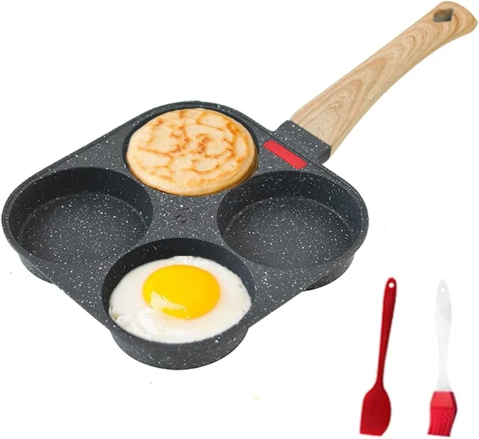 HUPECHAM 4-Cup Nonstick Granite Egg Frying Pan – Versatile Breakfast S