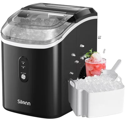 Silonn Nugget Ice Maker Countertop Chewable Pellet Ice Machine with Se