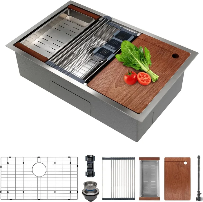 SANYCASA 30 Inch Undermount Kitchen Sink 11 Gauge 3mm Stainless Steel 