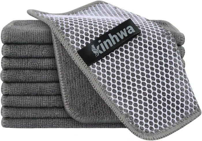 KinHwa Dish Cloths for Washing Dishes with Scrub Side, Microfiber Dish