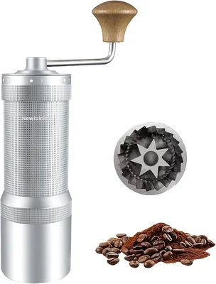 Heptagonal Conical Burr Manual Coffee Grinder with 35g Capacity, Preci