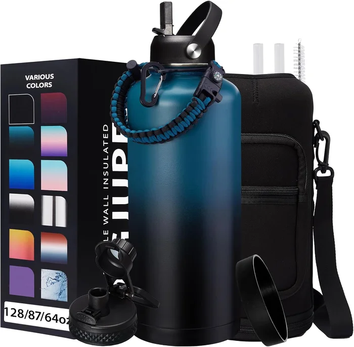 87/128 oz Insulated Water Bottle with Straw Gallon Water Bottles with 