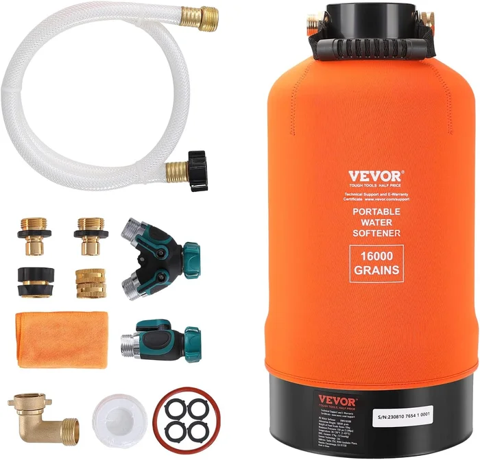 VEVOR 16000 Grain Portable RV Water Softener with 3/4 Brass Fittings a