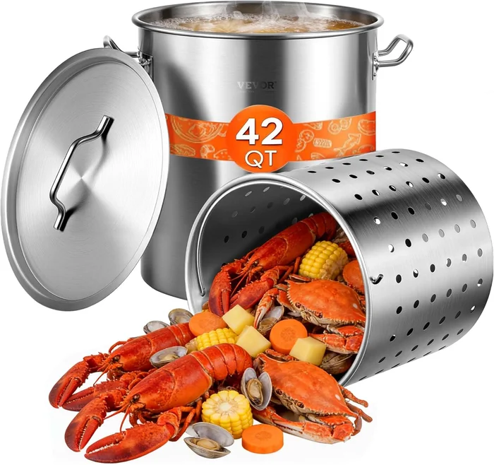 VEVOR 42 Quart Stainless Steel Stockpot Large Cooking Pot Cookware Sau