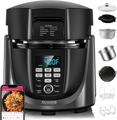 Nuwave Duet Air Fryer Electric Pressure Cooker And Grill Combo 450-in-