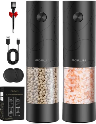 FORLIM Electric Salt & Pepper Grinder Set, Rechargeable 2 Pack, Dual B