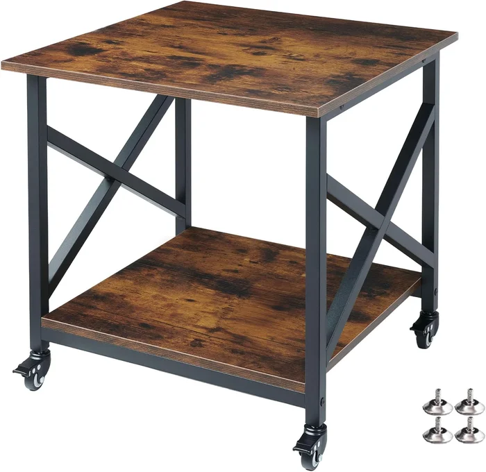 Fannova Large 23.6x23.6 Inch Square Printer Stand with Two Tier Table 