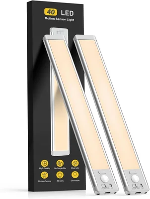 MCGOR 10inch Under Cabinet Lighting, 2 Pack Rechargeable Motion Sensor