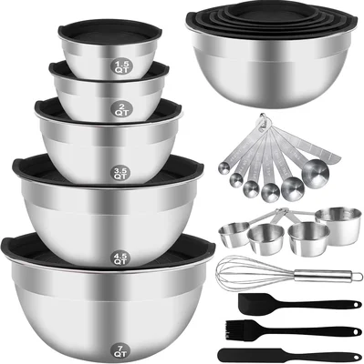 WEPSEN 25PCS Stainless Steel Mixing Bowls Set with Lids and Measuring 