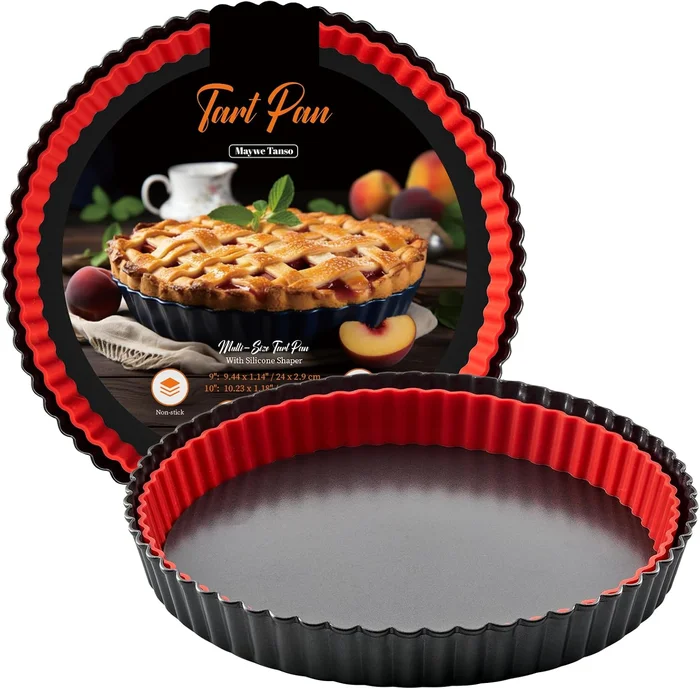 9 Inch Tart Pan with Removable Bottom and Crust Shaper Ring, Premium N