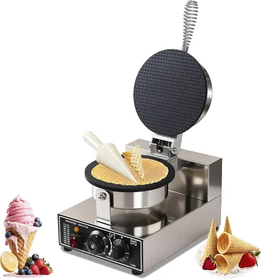 1300W 110V Commercial Waffle Cone Maker and Egg Roll Maker Machine for