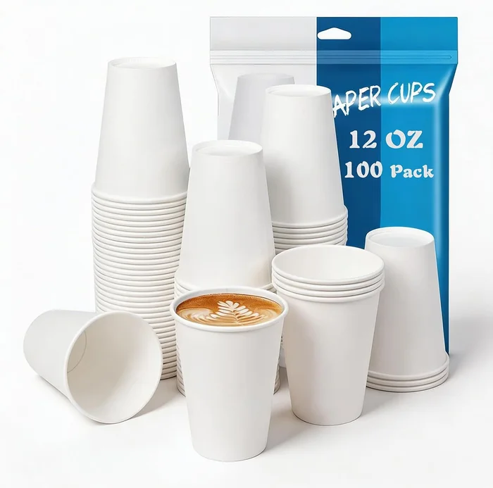 MOUMOULIFE Coffee Cups 12 oz 100 Count – Disposable Paper Coffee Cups 