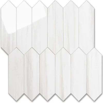 Vamos Tile Glossy Dolomite White Peel and Stick Backsplash, 12.8x12.8 