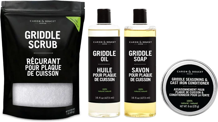 Caron & Doucet Ultimate Griddle Set with Seasoning, Oil, Soap, and Sal