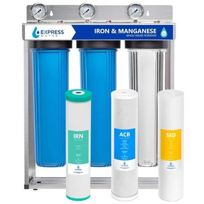 Express Water 3-Stage Whole House Water Filter System for Iron and Man