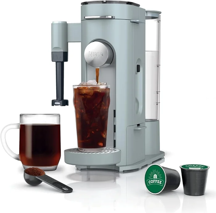 Ninja Pods and Grounds Coffee Maker K-Cup Compatible with Glacier Blue