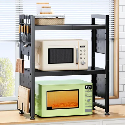 Expandable Microwave Stand Heavy Duty 3-Tier Adjustable Rack Shelf wit