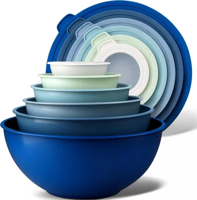 Zulay Kitchen 12 Piece Plastic Mixing Bowls with Lids Set Leak-Proof M